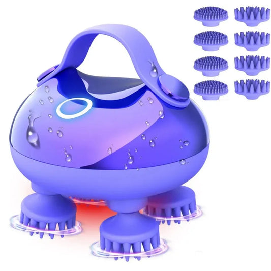 Electric Hair Scalp Massager Kneading 100 Massage Nodes, Portable Head Massager Waterproof Handheld Head Hair Growth Stress Rela