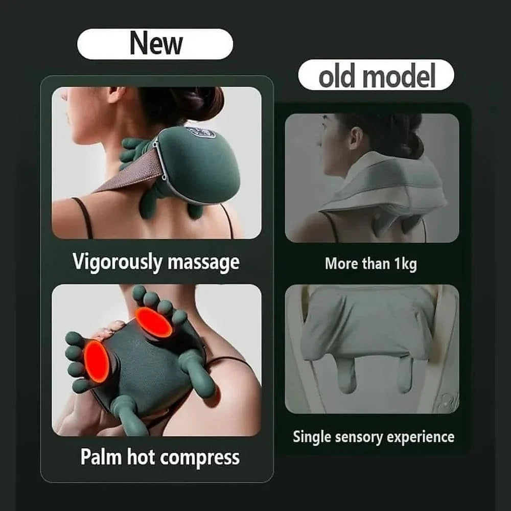 Wireless Shiatsu Neck & Shoulder Massager with Heat – Deep Tissue Pain Relief (Green)