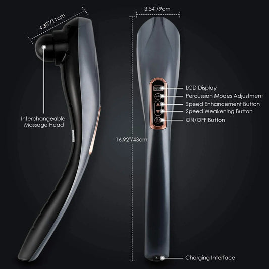 Cordless Rechargeable Portable Handy Electric Massage Machine Full Body Infrared Handheld Percussion Hammer Massager