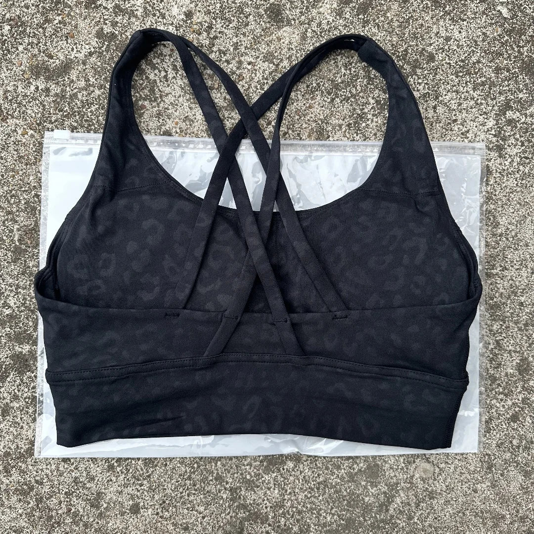 Solid Color Soft Cross Back Women Fitness Bra Tights Yoga Vest High Strength Shockproof Gym Sports Top Push up with Chest Pad