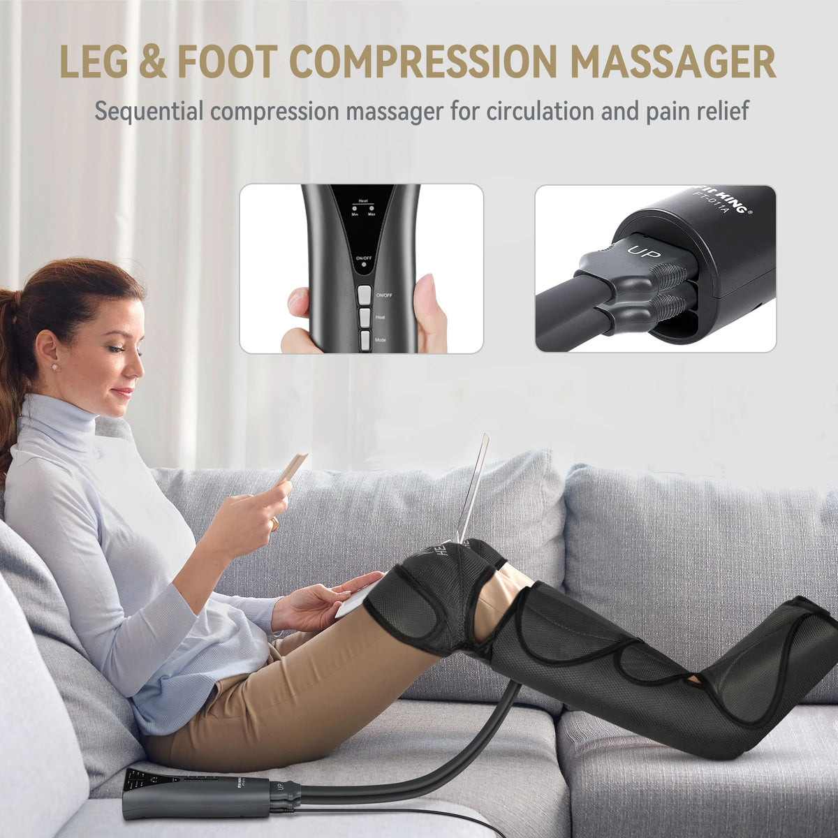 Therapeutic Leg and Foot Massager with Knee Heat | FT-011A