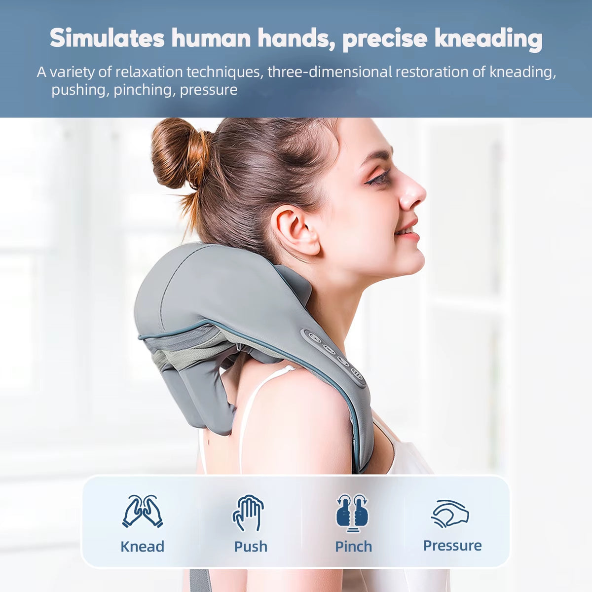 Wireless Neck and Back Massager Neck and Shoulder Kneading Massage Shawl Neck Cervical Relaxing Trapezius Massager