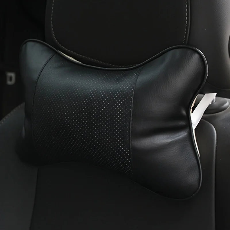 Car Neck Pillows Both Side Pu Leather 1Pcs Pack Headrest for Head Pain Relief Filled Fiber Universal Car Pillow