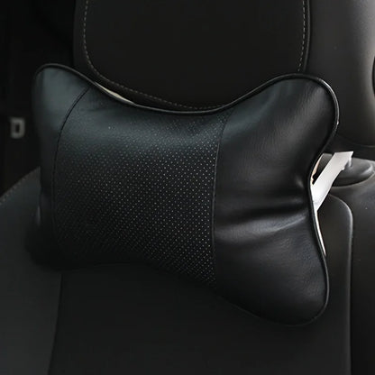 Car Neck Pillows Both Side Pu Leather 1Pcs Pack Headrest for Head Pain Relief Filled Fiber Universal Car Pillow