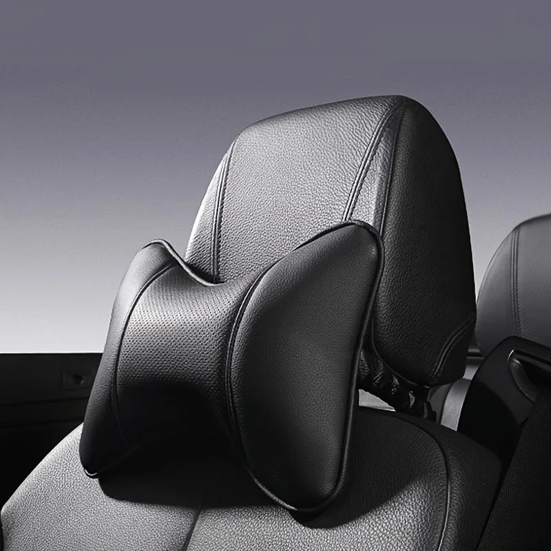 Car Neck Pillows Both Side Pu Leather 1Pcs Pack Headrest for Head Pain Relief Filled Fiber Universal Car Pillow