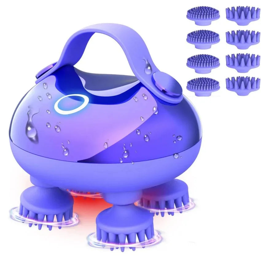 Electric Hair Scalp Massager Kneading 100 Massage Nodes, Portable Head Massager Waterproof Handheld Head Hair Growth Stress Rela