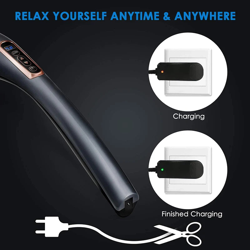 Back Massager Cordless Handheld Back Massager Handheld Electric Heat Deep Kneading Tissue for Full Body Pain Relief