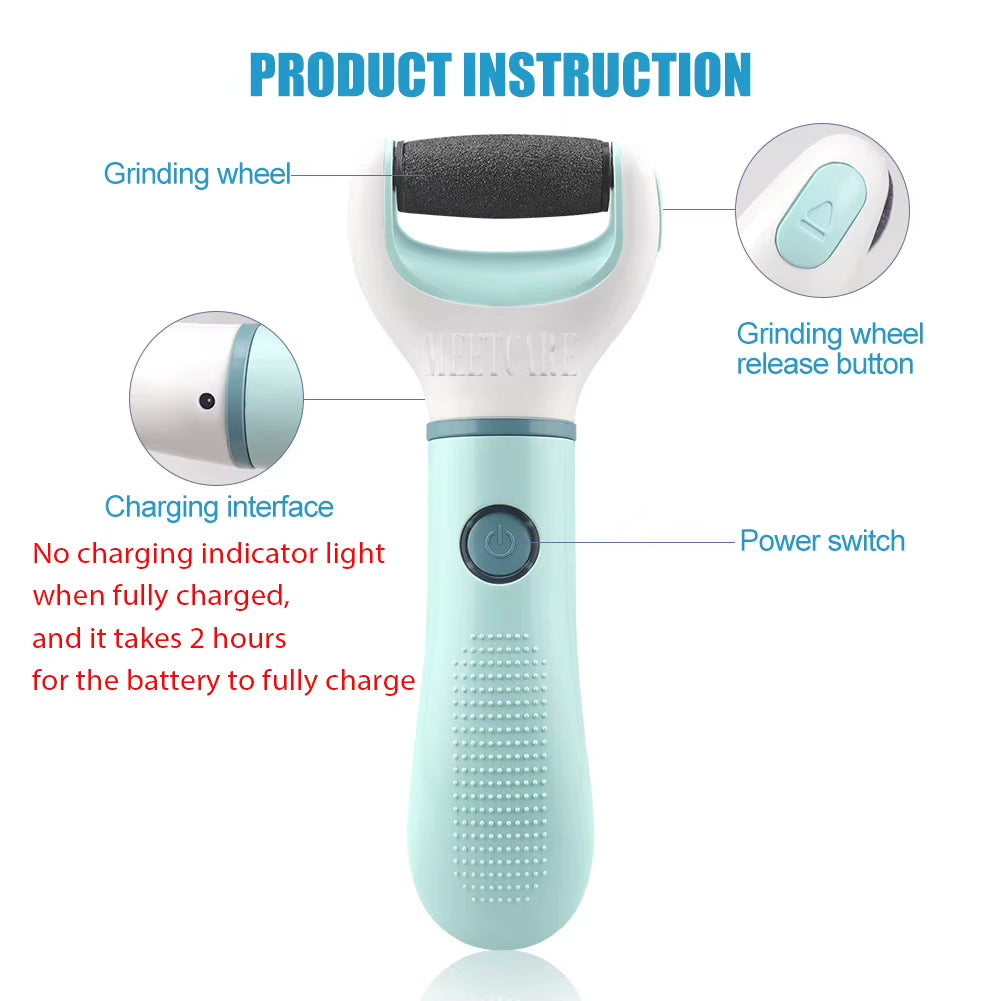 Electric Foot Grinder Auto Wireless Remove Dead Skin Calluses Cracks Hard Cracked Skin Pedicure Tool Waterproof Foot Cleaner