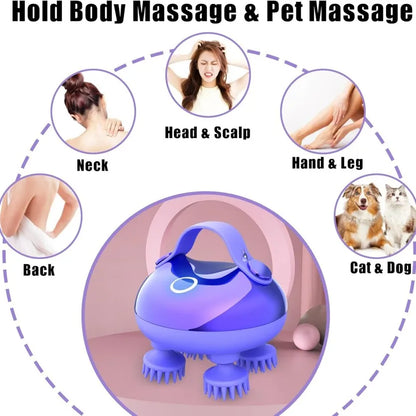 Electric Hair Scalp Massager Kneading 100 Massage Nodes, Portable Head Massager Waterproof Handheld Head Hair Growth Stress Rela
