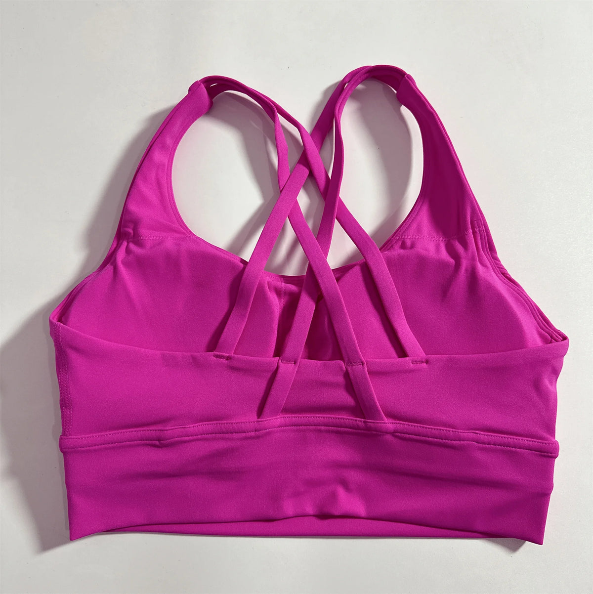 Solid Color Soft Cross Back Women Fitness Bra Tights Yoga Vest High Strength Shockproof Gym Sports Top Push up with Chest Pad