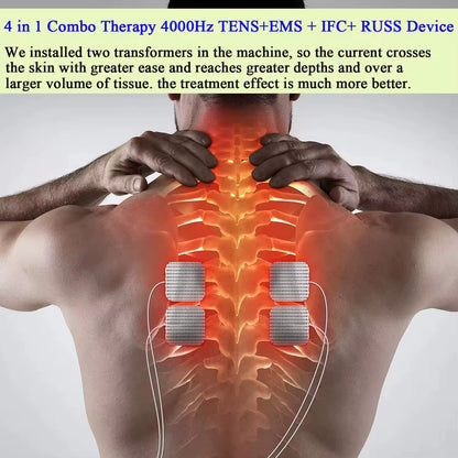 60 Massage Modes 4 in 1 Electric Muscle Stimulator Combo Physiotherapy Therapy 4000Hz EMS IFC RUSS TENS Pulse Electrostimulator