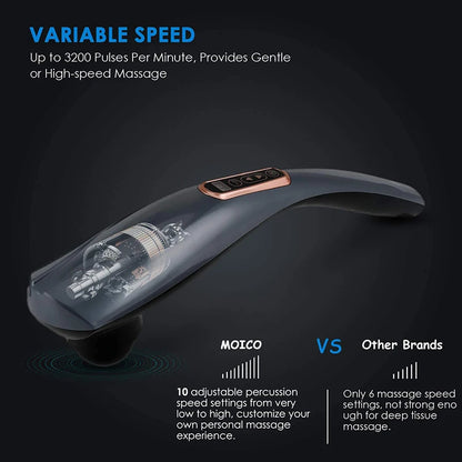 Back Massager Cordless Handheld Back Massager Handheld Electric Heat Deep Kneading Tissue for Full Body Pain Relief